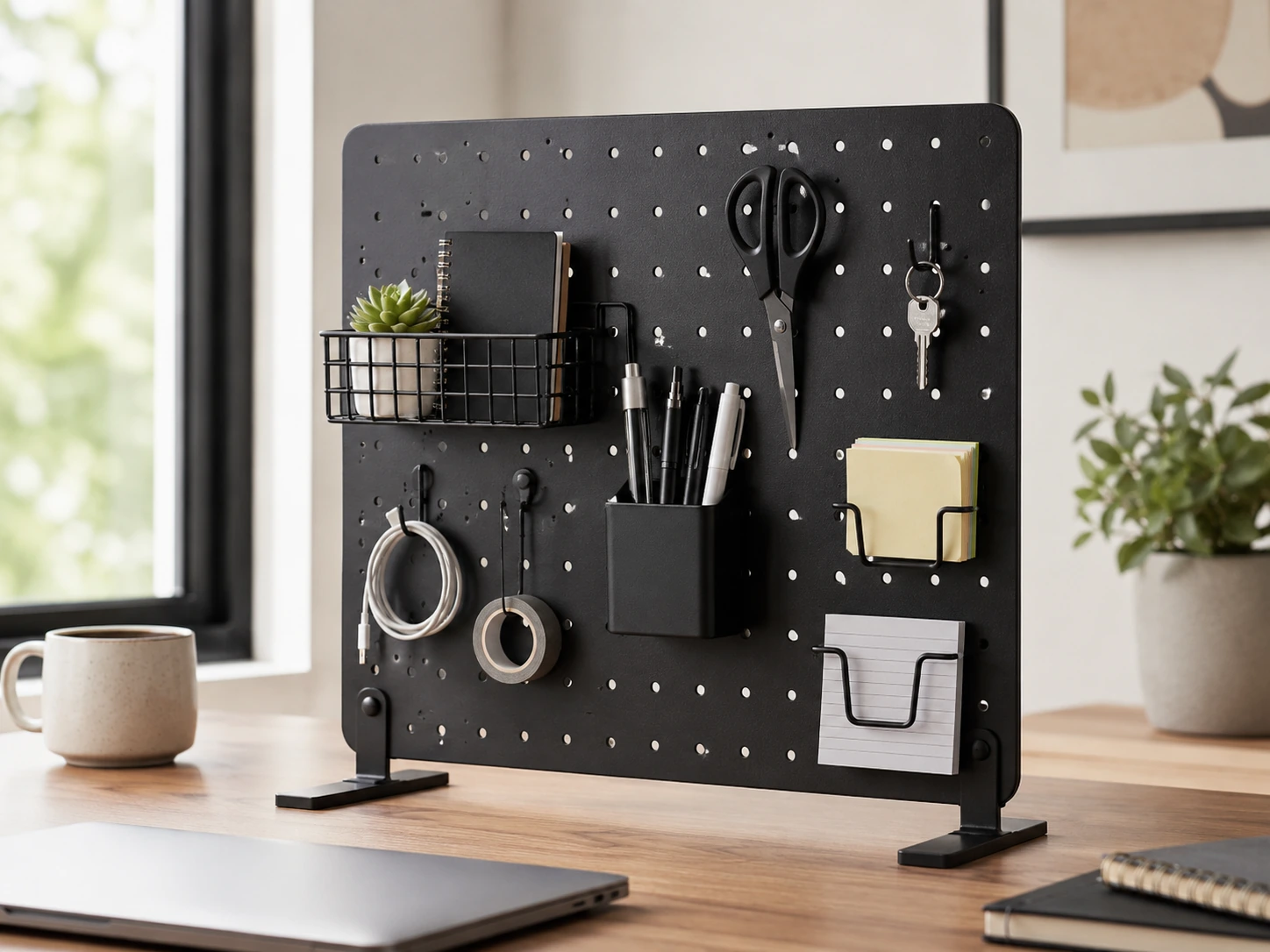 Install a Wall Pegboard Above the Desk