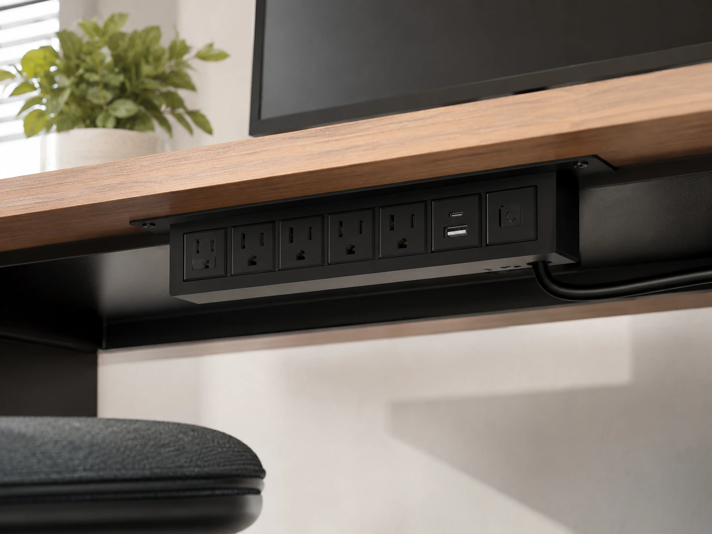 QBA 8-in-1 Under-Desk Mount Power Strip